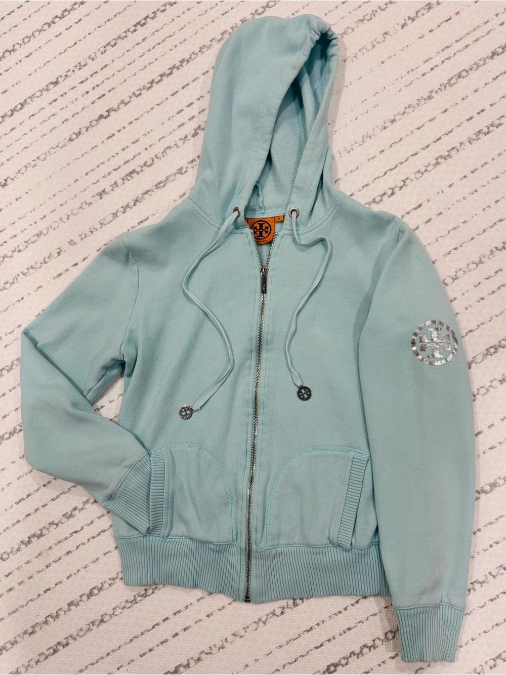 Tory Burch Mint Zip-Up Hoodie Jacket